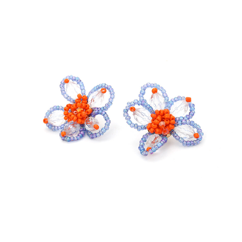 Boho Statement Stud Earrings Jewelry for Women Flower Cherry Beads Charm Piercing Woman Earring Accessories Bijouterie Bohemia