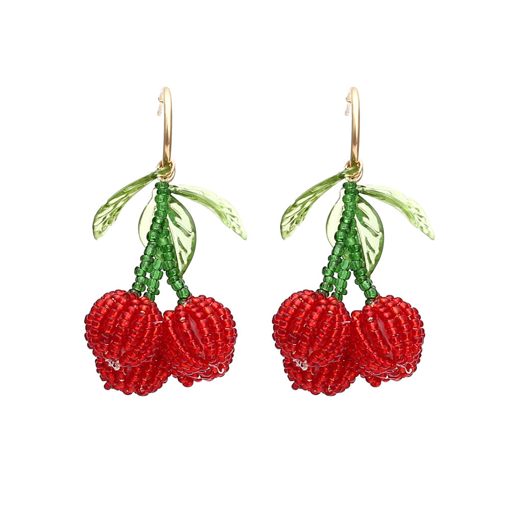Boho Statement Stud Earrings Jewelry for Women Flower Cherry Beads Charm Piercing Woman Earring Accessories Bijouterie Bohemia