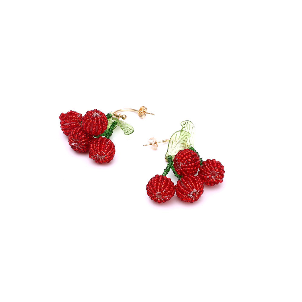 Boho Statement Stud Earrings Jewelry for Women Flower Cherry Beads Charm Piercing Woman Earring Accessories Bijouterie Bohemia