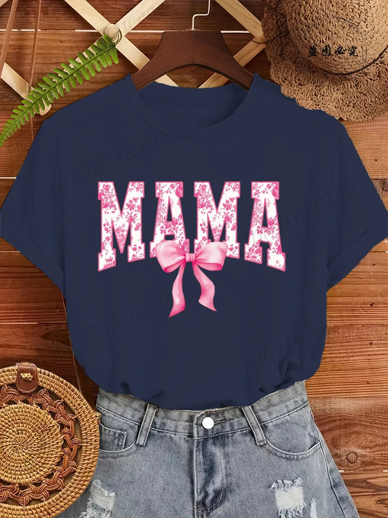 Mama Coquette Print Shirts Graphic Casual T-Shirt Clothing Short Sleeve T Shirt Women's T-Shirt Clothing Top Tee Mother Gifts
