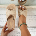 Summer Women Slippers Trend Fashion Straw Sandals Indoor Outdoor Beach Slippers Casual Flat Shoes Slides Women Zapatos De Mujer