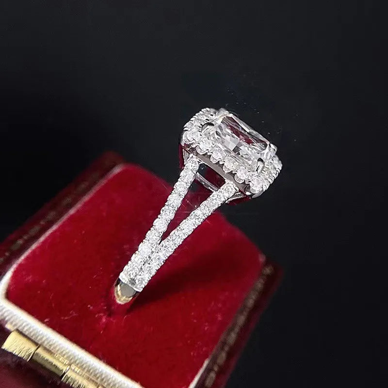 925 Sterling Silver Fashion Female Engagement Ring Shiny Cubic Zirconia Finger Jewelry Trendy Bridal Wedding Band Accessories