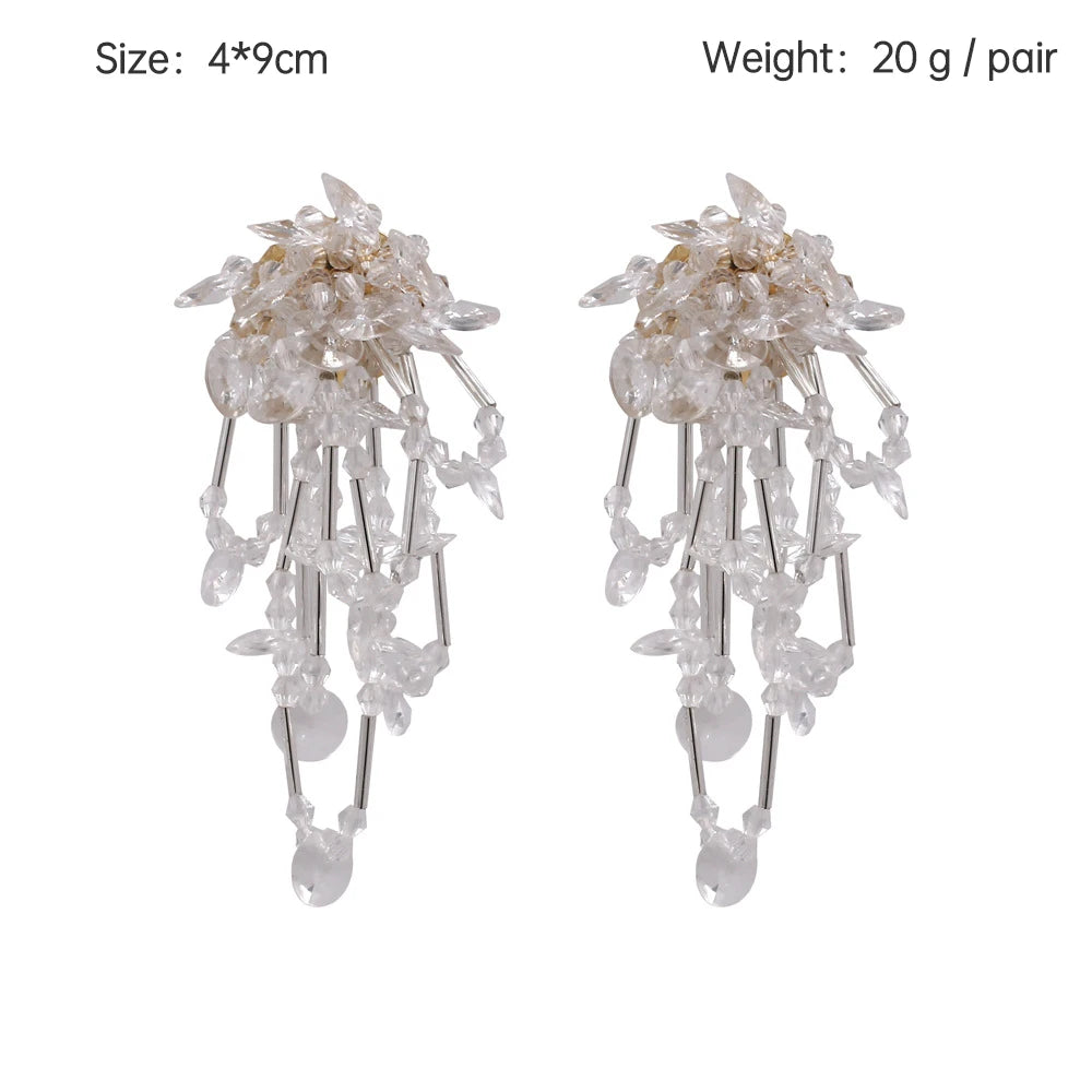 Boho Statement Stud Earrings Jewelry for Women Flower Cherry Beads Charm Piercing Woman Earring Accessories Bijouterie Bohemia