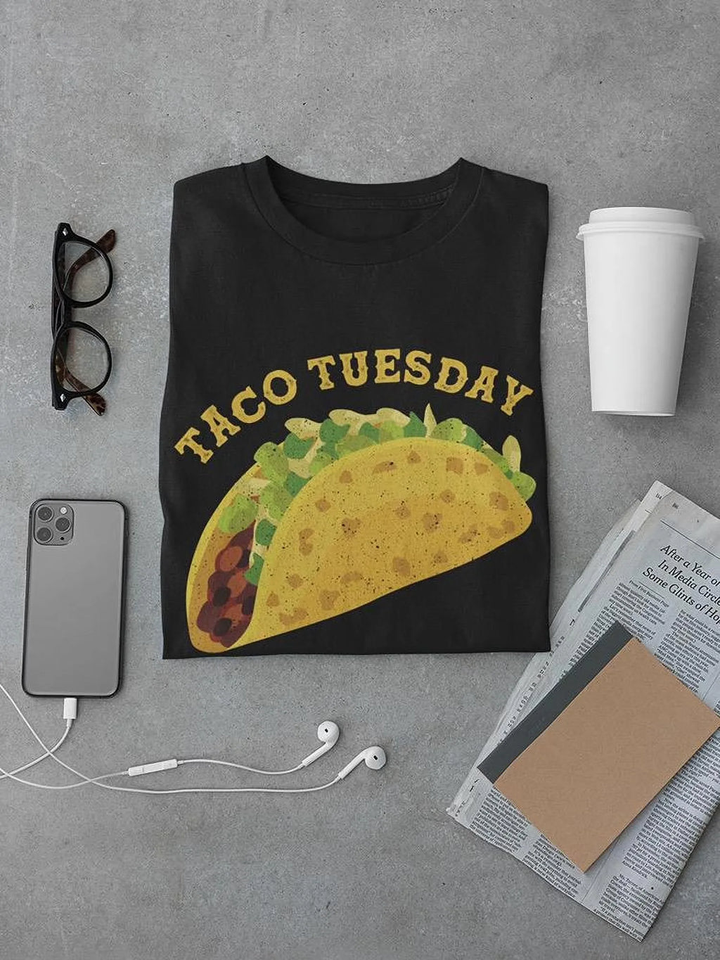 Taco Tuesday Graphic Tee For Men Funny Food Lover Short Sleeve Crewneck Cotton T-Shirt