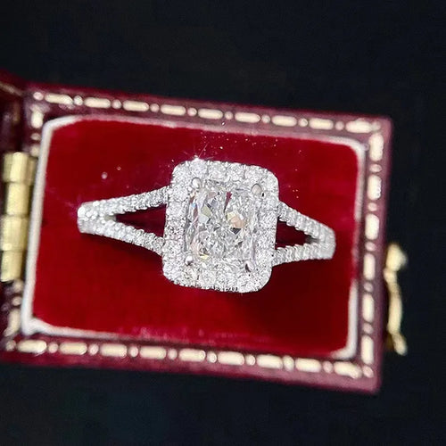 925 Sterling Silver Fashion Female Engagement Ring Shiny Cubic Zirconia Finger Jewelry Trendy Bridal Wedding Band Accessories