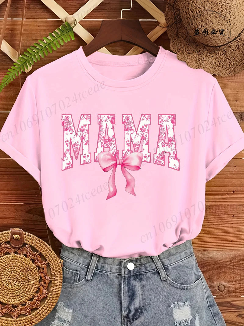 Mama Coquette Print Shirts Graphic Casual T-Shirt Clothing Short Sleeve T Shirt Women's T-Shirt Clothing Top Tee Mother Gifts