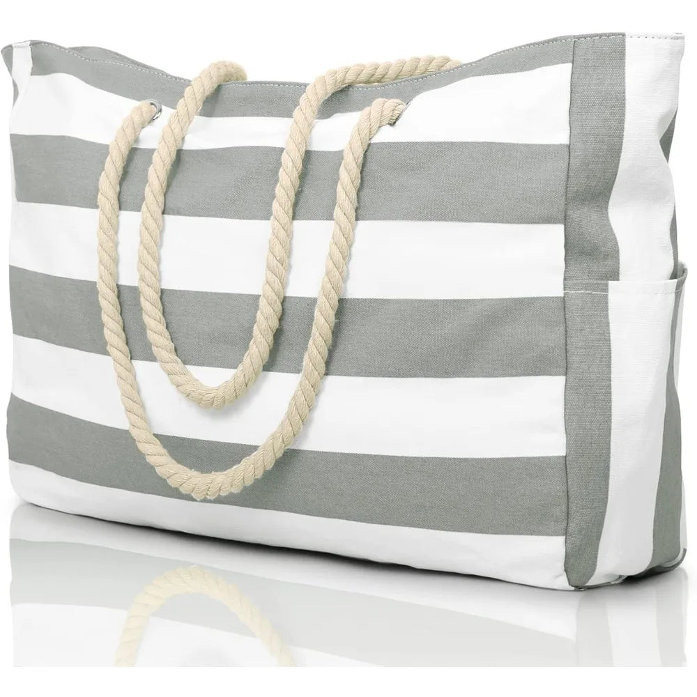 Becokan Beach Bags for Women Large Waterproof Beach Tote Bag Zipper Beach Bags Waterproof Sandproof Swim Pool Bag Large Tote