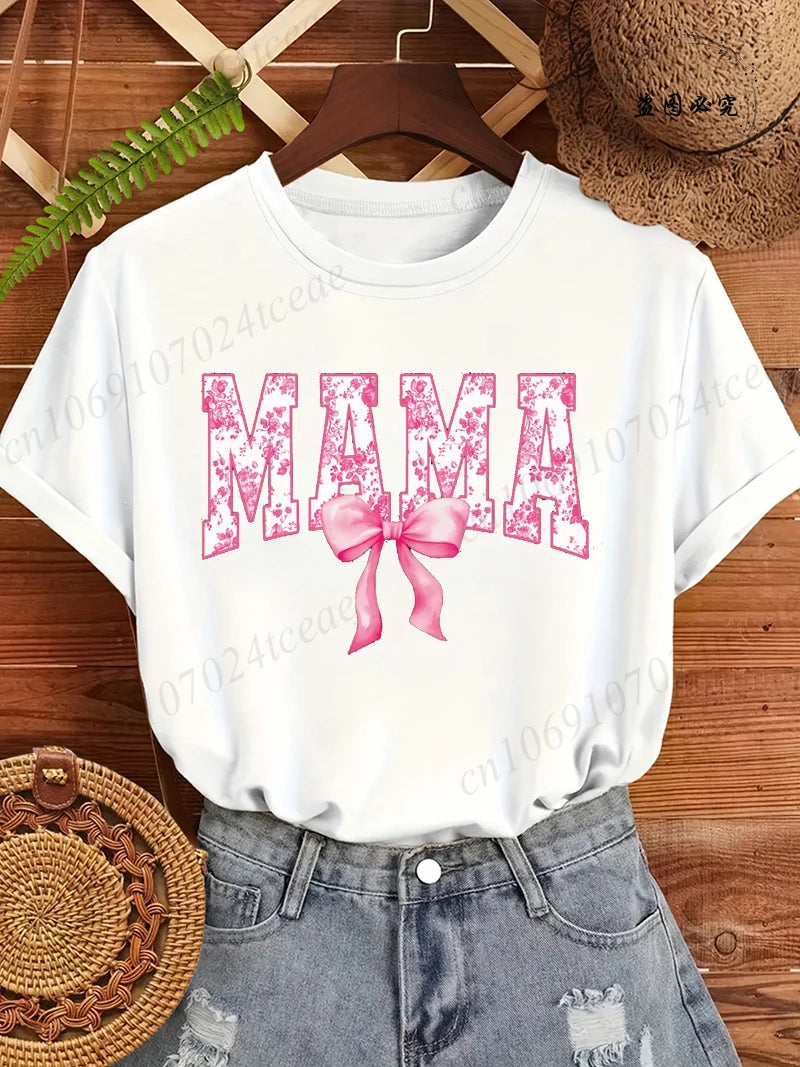 Mama Coquette Print Shirts Graphic Casual T-Shirt Clothing Short Sleeve T Shirt Women's T-Shirt Clothing Top Tee Mother Gifts
