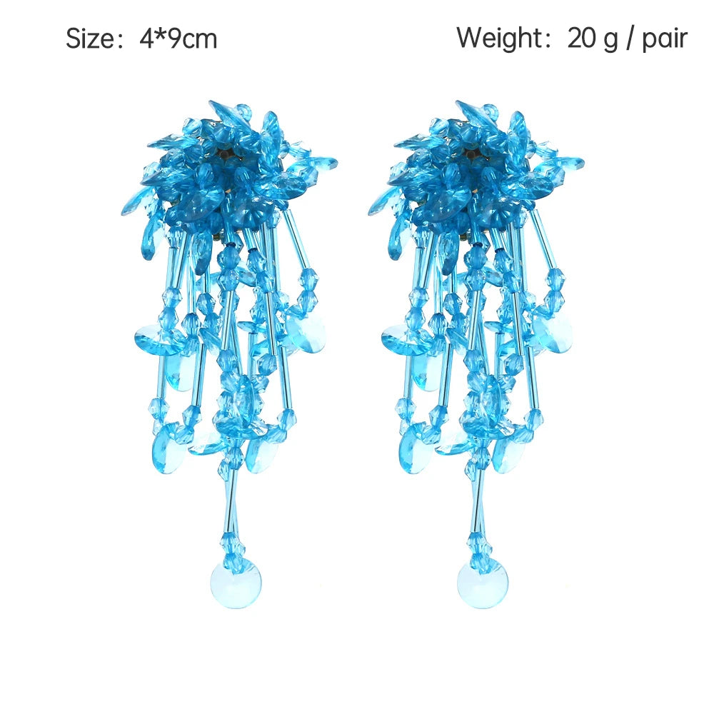 Boho Statement Stud Earrings Jewelry for Women Flower Cherry Beads Charm Piercing Woman Earring Accessories Bijouterie Bohemia