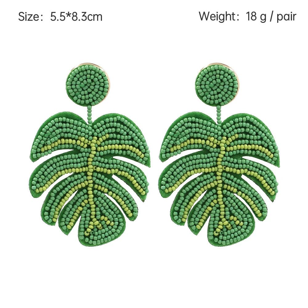 Boho Statement Stud Earrings Jewelry for Women Flower Cherry Beads Charm Piercing Woman Earring Accessories Bijouterie Bohemia
