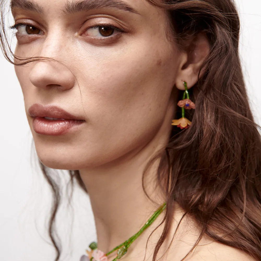 Boho Statement Stud Earrings Jewelry for Women Flower Cherry Beads Charm Piercing Woman Earring Accessories Bijouterie Bohemia