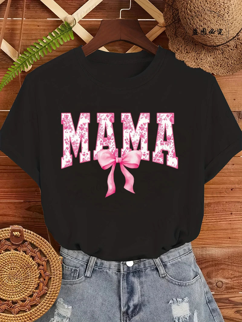 Mama Coquette Print Shirts Graphic Casual T-Shirt Clothing Short Sleeve T Shirt Women's T-Shirt Clothing Top Tee Mother Gifts
