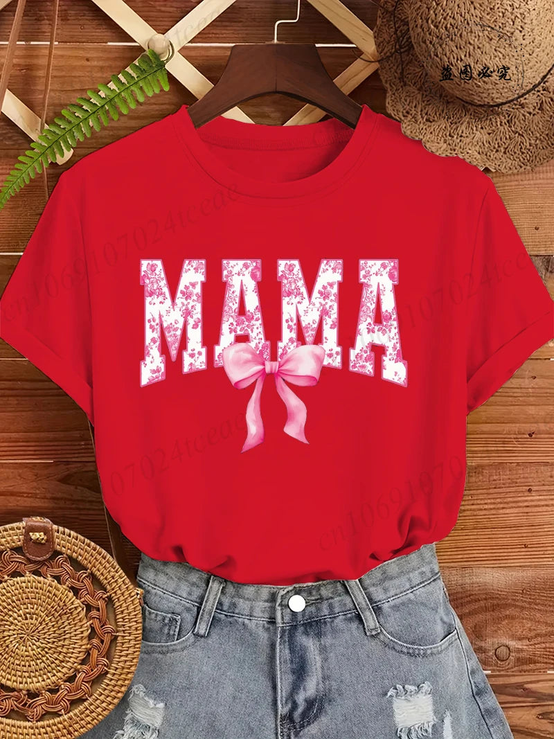 Mama Coquette Print Shirts Graphic Casual T-Shirt Clothing Short Sleeve T Shirt Women's T-Shirt Clothing Top Tee Mother Gifts