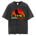 Vintage Washed Cotton T-Shirt Women Mamasaurus Graphic Tee Mother's Day Gift Acid Wash Retro Dinosaur Streetwear Top